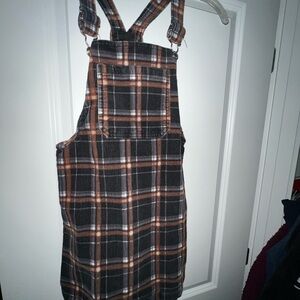 Plaid Overall Dress